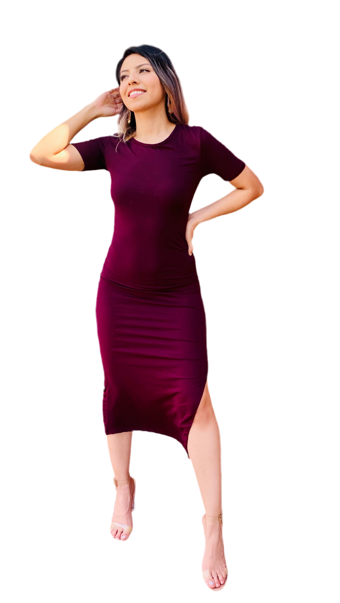 Gema-Burgundy Dress