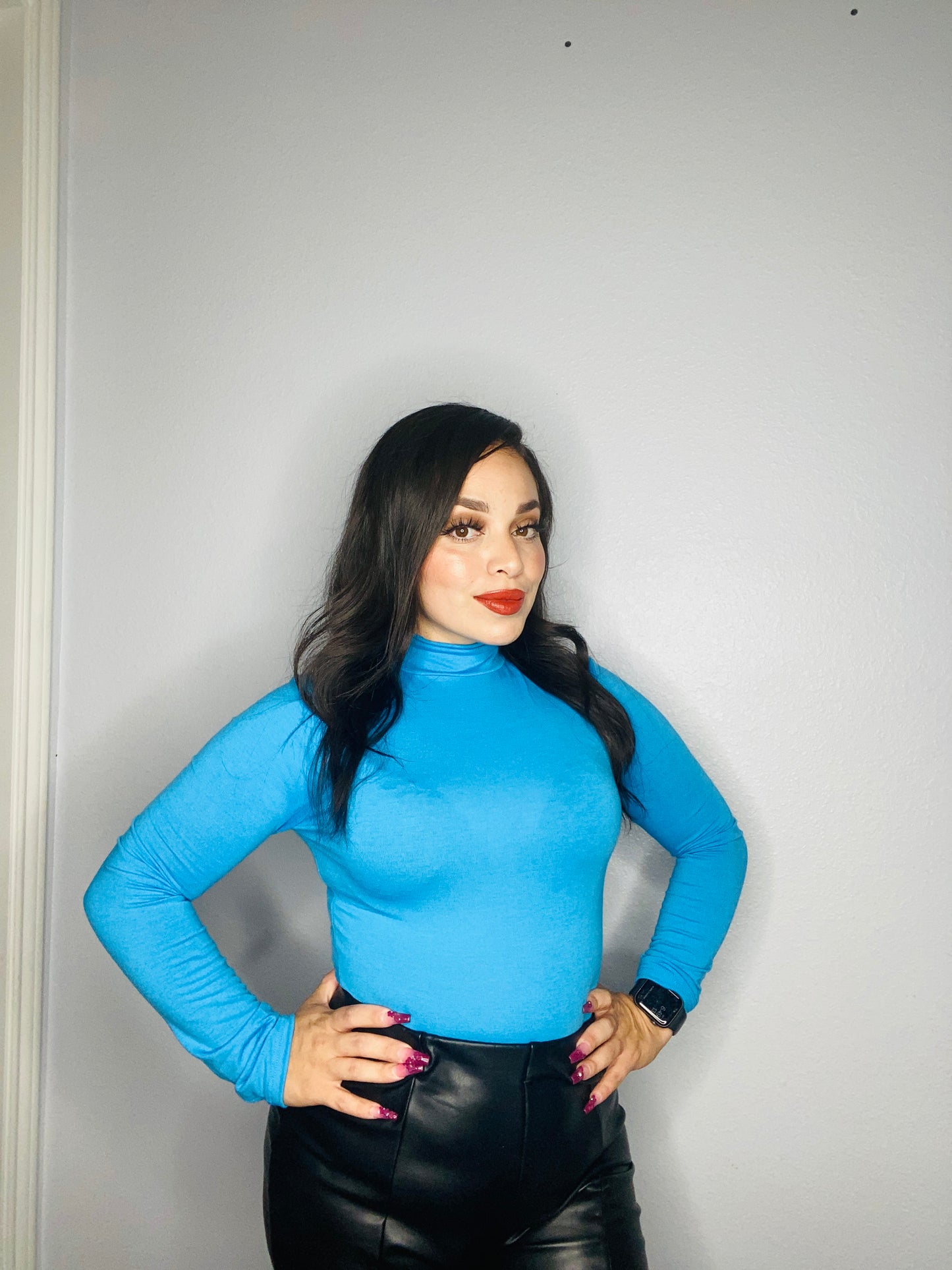 Turquoise High neck Bodysuit