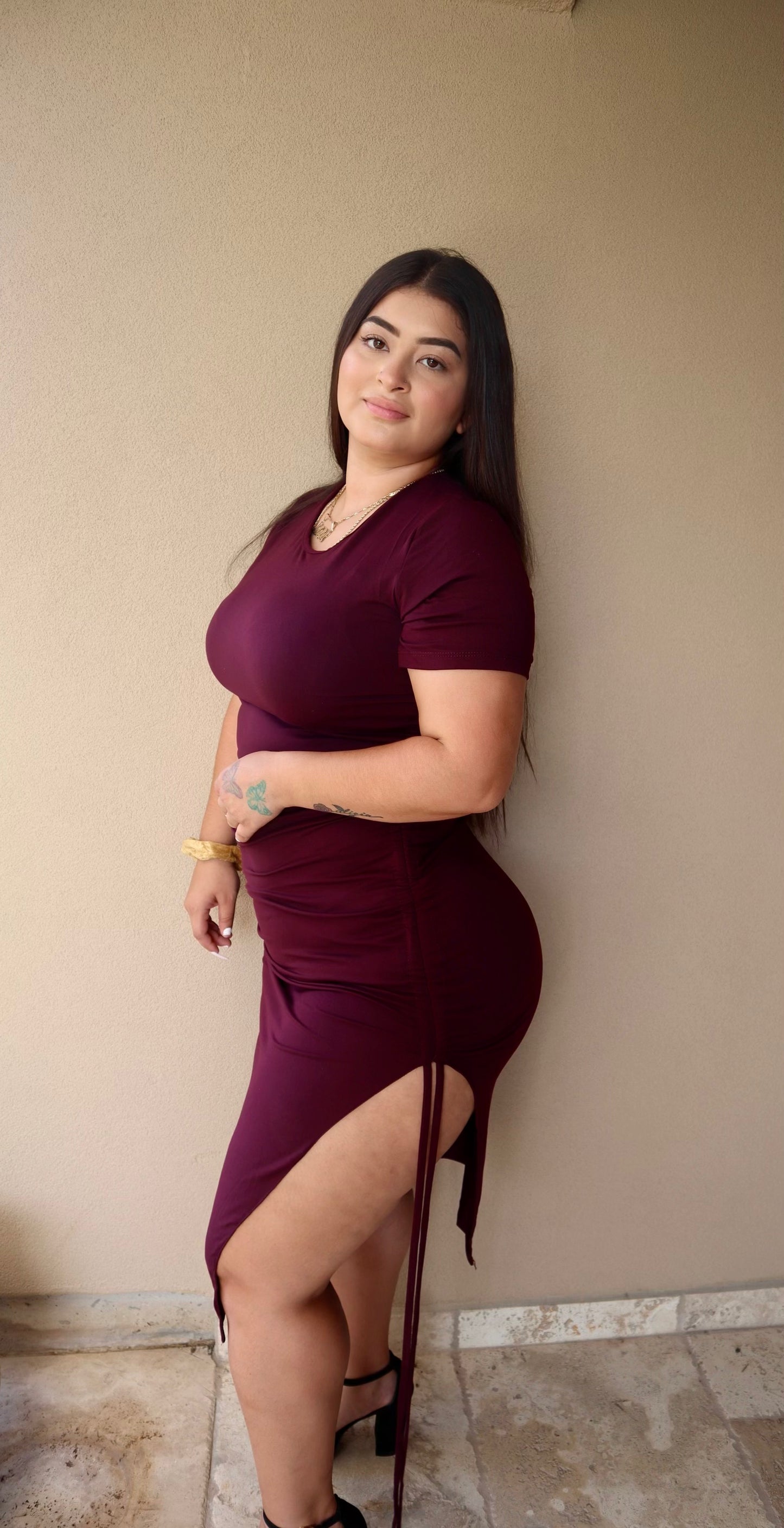 Plus Gema-Burgundy Dress