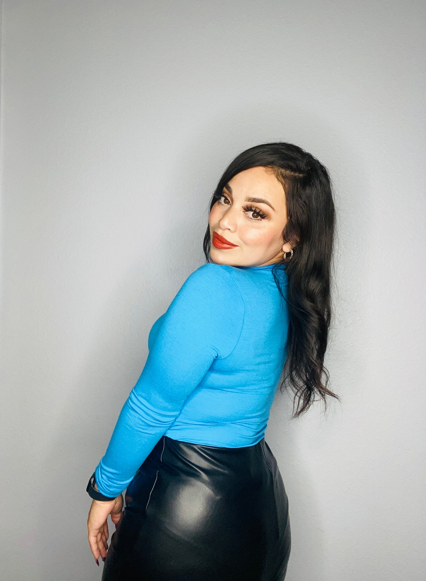 Turquoise High neck Bodysuit